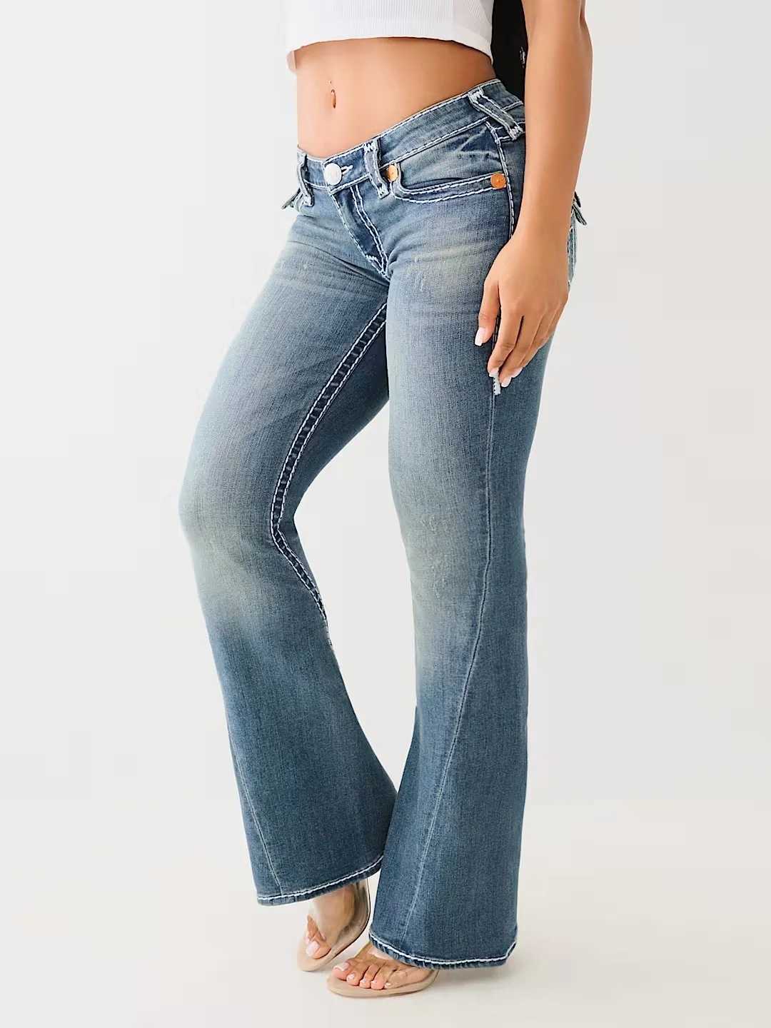 Embroidered retro pocket blue loose jeans high waist slim bell bottom pants American retro Harajuku Gothic hip hop women jeans Z250910