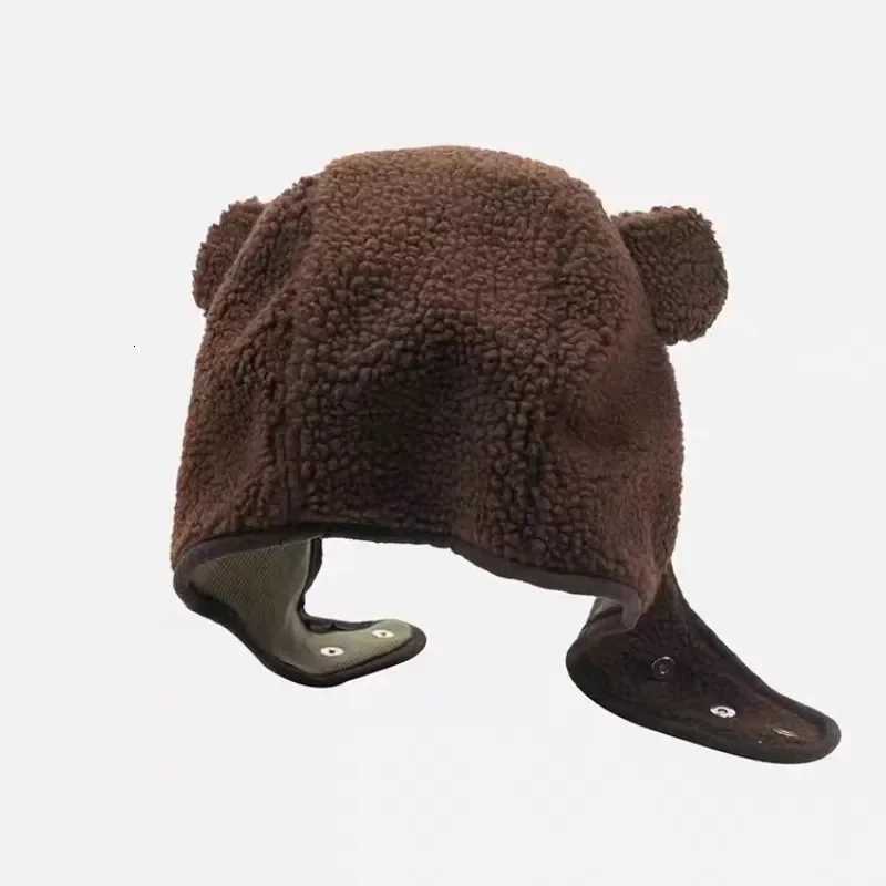 1pc Unisex Bear Ear Warm Earmuffs Beanise Hat AutumnWinter Outdoor Travel Cycling Knitted Thick Fluffy Warm Protector CXJ250910