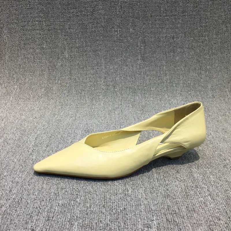 European and American Minimalist Womens Shoes 2024 New Design Sense Slim Heel Shallow Mouth Pointed Hollow Womens Single Shoes W250910