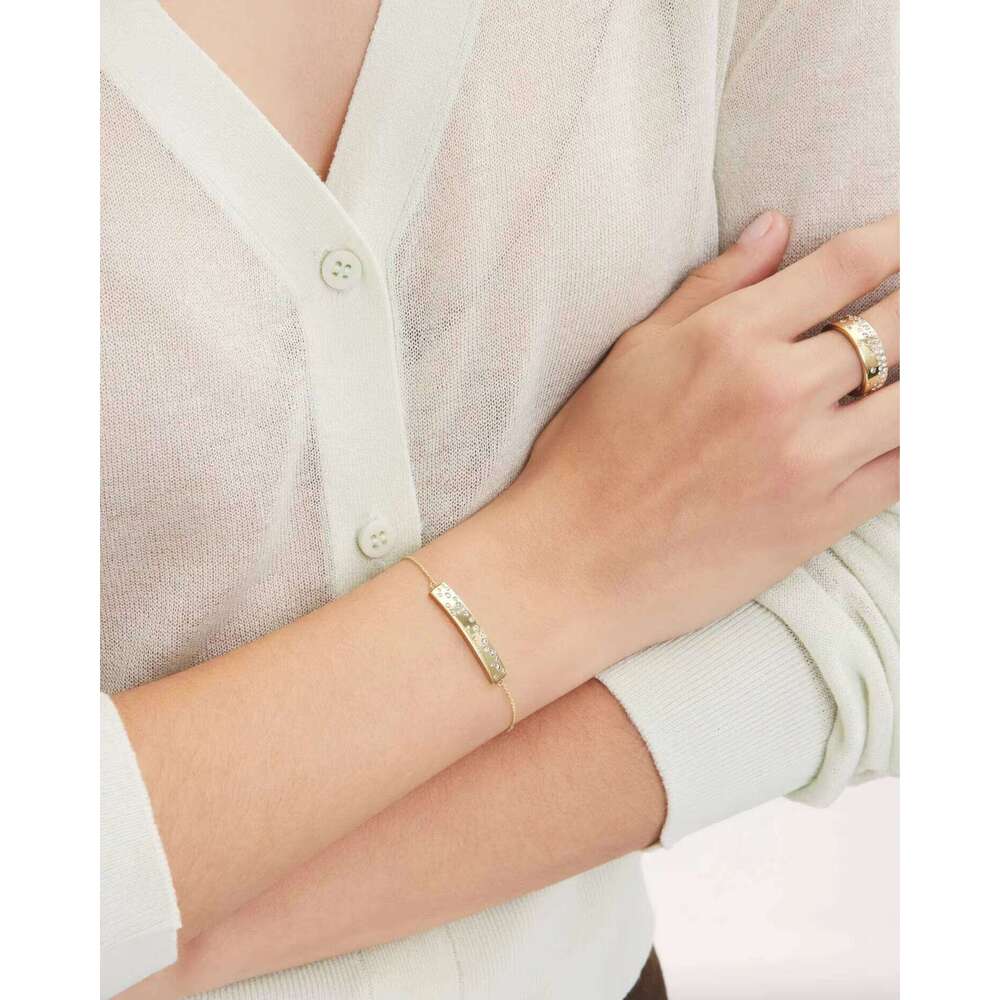 New Arrival High Quality Gold Plated Engravable Stainless Steel Bar Dia Moissanite Bracelet Women