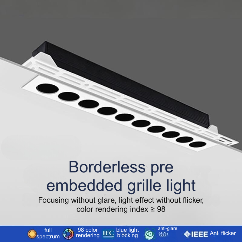 Smart Pre-Embedded Borderless Grille LED Light - Recessed Linear Strip | Living Room No Main Light - -WLY