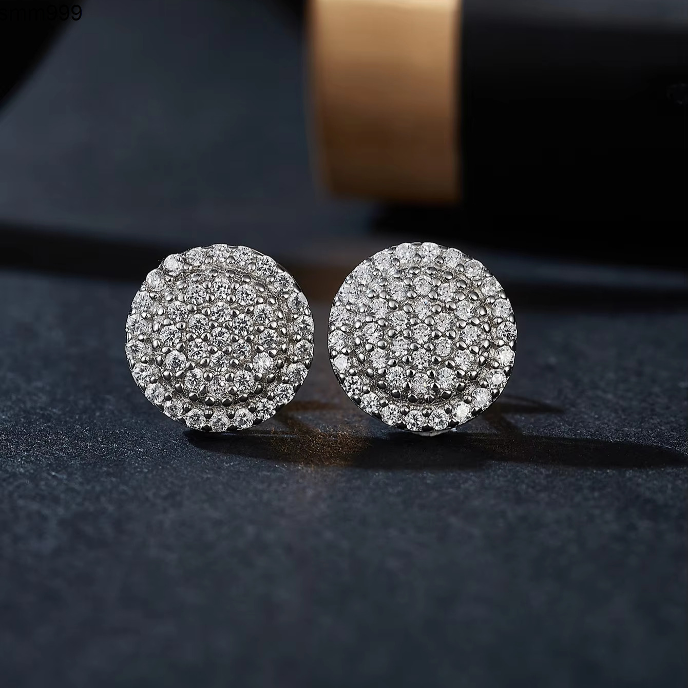 Round Brilliant Flower Iced Out 10mm GRA Moissanite Stud Earrings 925 Silver Fine Jewelry for Womens Wedding