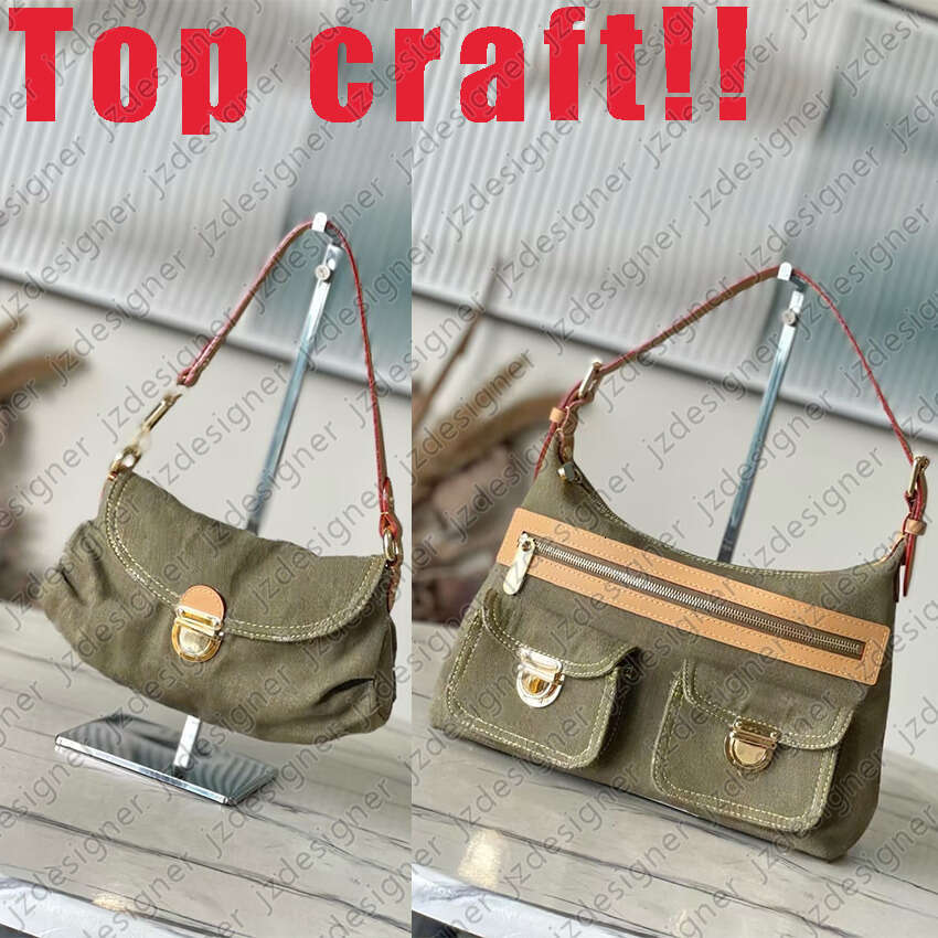M95217 Top Craft Real Leather Large-sized Denim Grass Green Women Men Handbags Designer Shoulder Pochette Travel Tote Crossbody Bag M95213 M95048