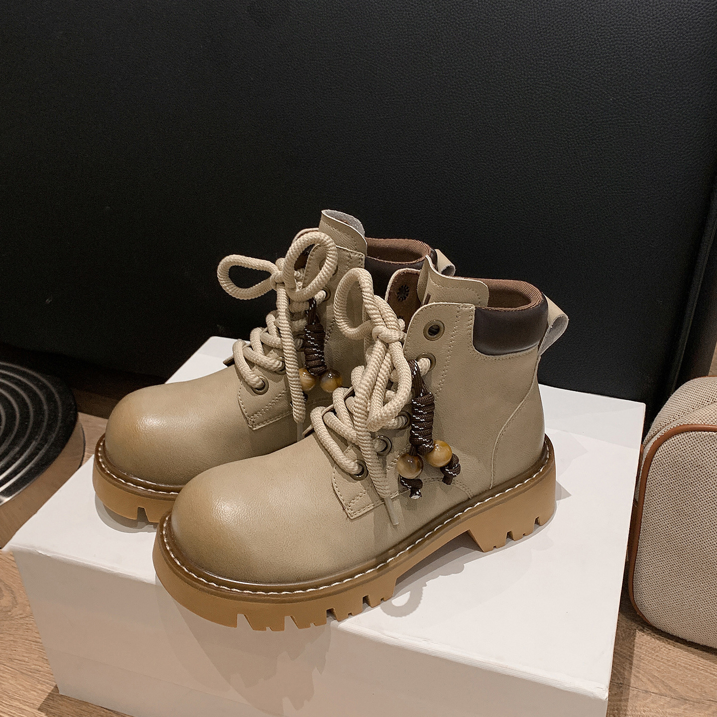 New autumn and winter designer fashion yellow boots with thick sole and increased height durable outdoor Martin boots for women short boots