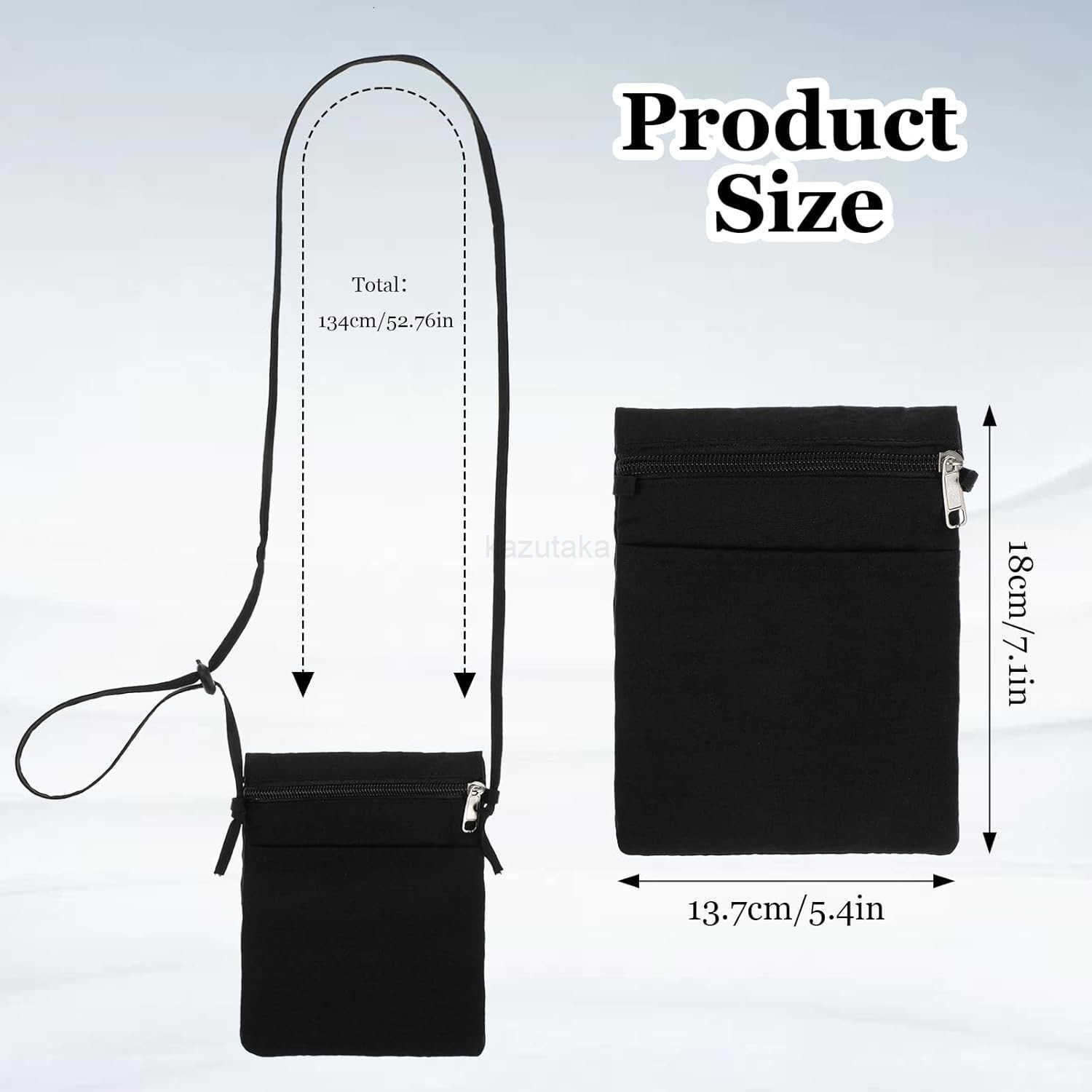 Black Cell Phone Pouches for Women Small Crossbody Zipper Nylon Purse Easy Carrier Purse Handbag for Walking Outdoor with Strap Z250910