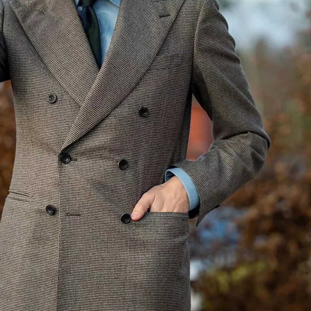Autumn Winter New Woolen Mens Suit 2 piece Set Tailored suit jacket suit pants Beige Black Mens business suit W250910