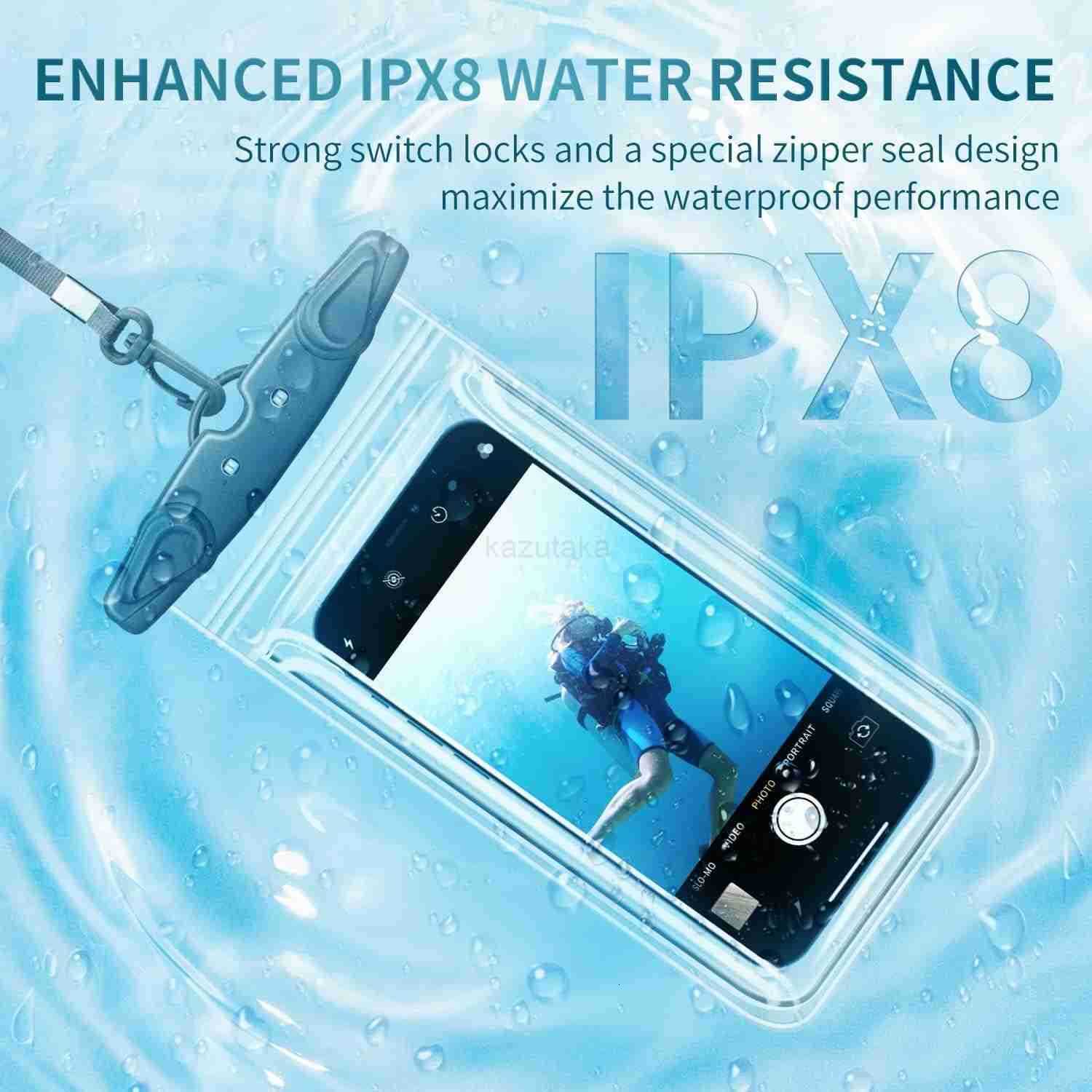 Universal Waterproof Phone Pouch 4 Pack Waterproof Phone Case Dry Bag with Neck Strap Luminous Ornament for Water Games Protect iPhone 16 15 14 13 Pro