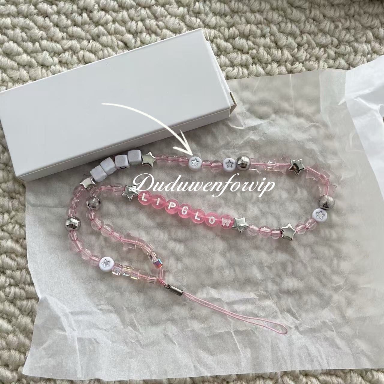 NEW Tool Parts Fashion colorful bead Classical D letter gift Pendant diy charm stars phone hanging chain gift package box