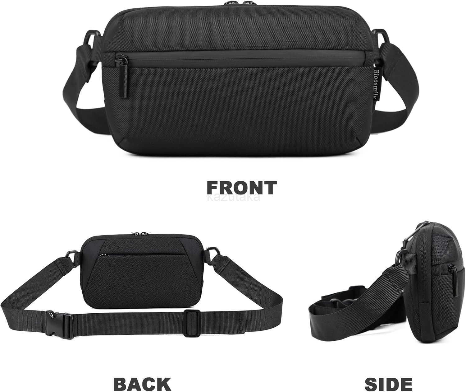 Crossbody bag Small Sling Bag Fanny Packs for Men WomenCross Body Fashion Waist PacksPhone Chest Shoulder Pack Black Belt Bag with Adjustable Strap Bl