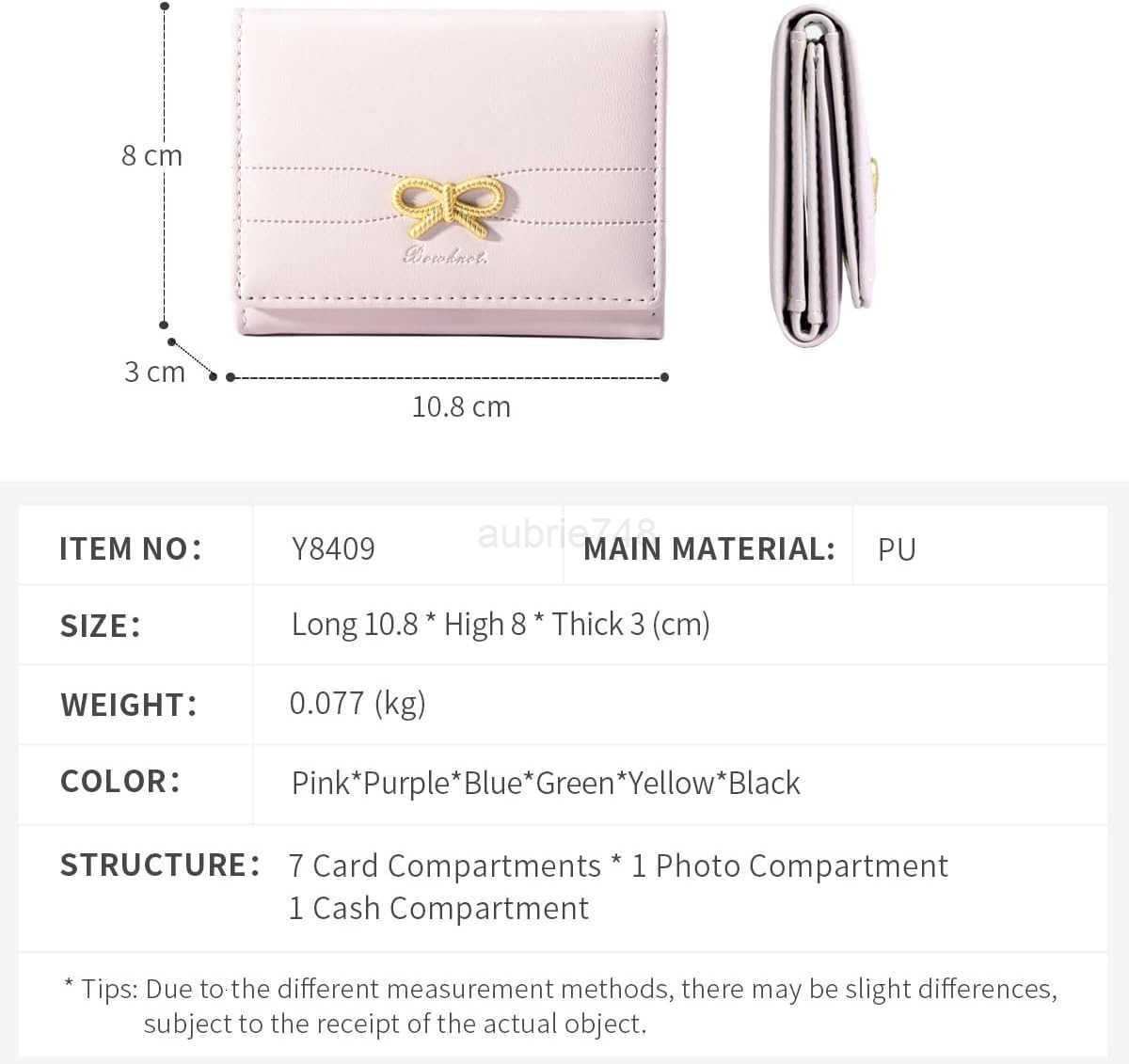 Cute Wallet Coquette Bow Small Wallet Trifolded Aesthetic Bifold RFID Blocking Card Holder Leather Mini Short Coin Purse with ID Window for Women Girl