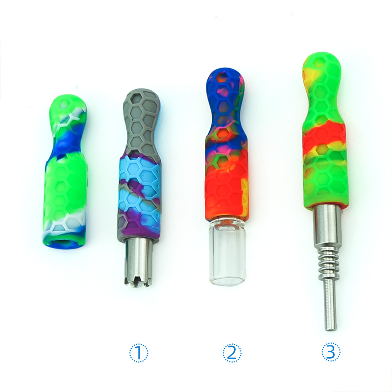 Silicone Smoking Pipes Colorful Silicone Pipe For Tobacco Dry Herb Spoon Silicone Pipes With Holes Glass Bowl Hookah Accessories Glass titanium nail t