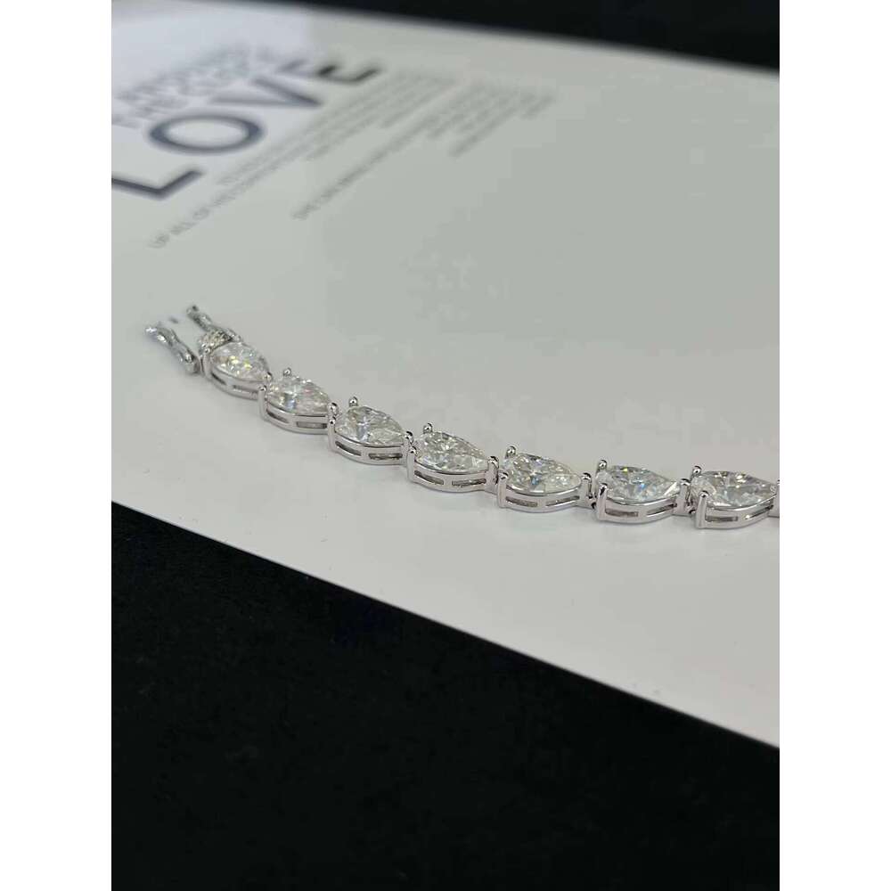 Hip Hop Ice Out S Chain 5*8MM Pear Cut Moissanite Tennis Bracelet