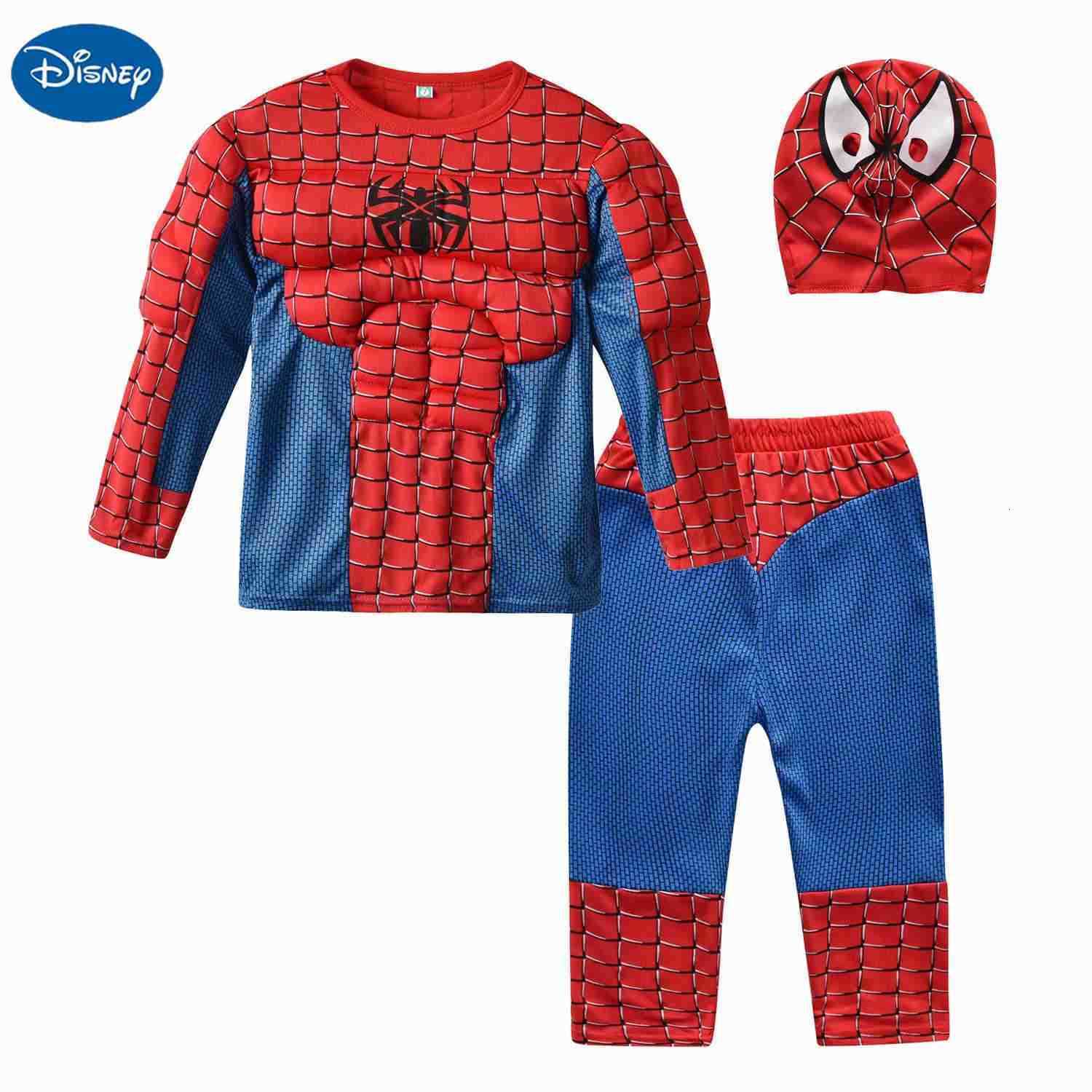 Disney Kids Boys Raimi Spiderman Cosplay Costume Party Halloween Muscle Suit Spider Man Superhero Suit Girls Tops Pants SetXJ250910
