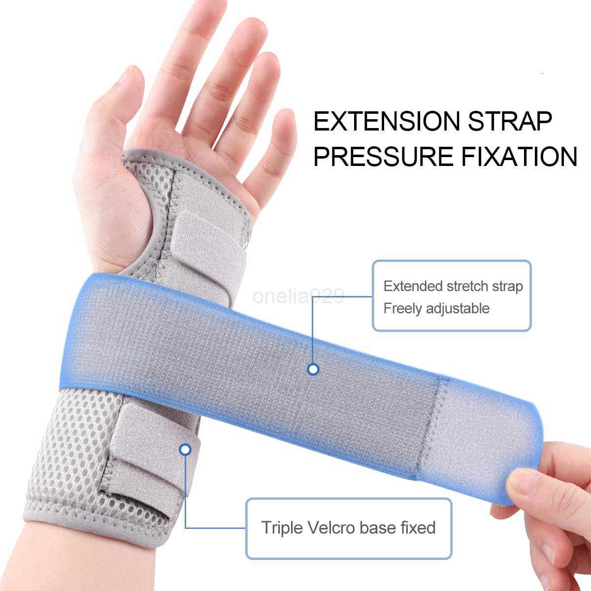 Wrist Brace Night Support with Splints Right Hand Hand Brace for Arthritis Tendonitis Sprain Injuries Wrist Pain Relief Adjustable and Breathable W250