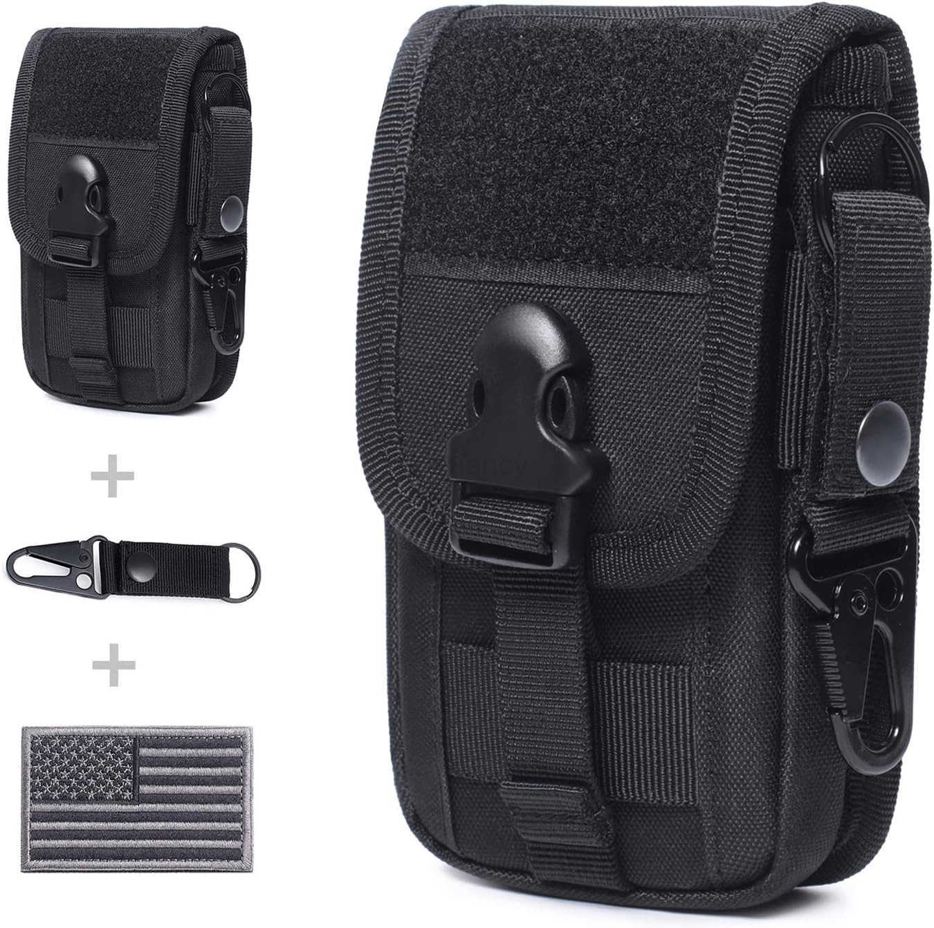 Tactical Molle Phone Pouch EDC Cellphone Holder Smartphone Case Organizer Bag with US Flag Patch Molle Key RingW250910