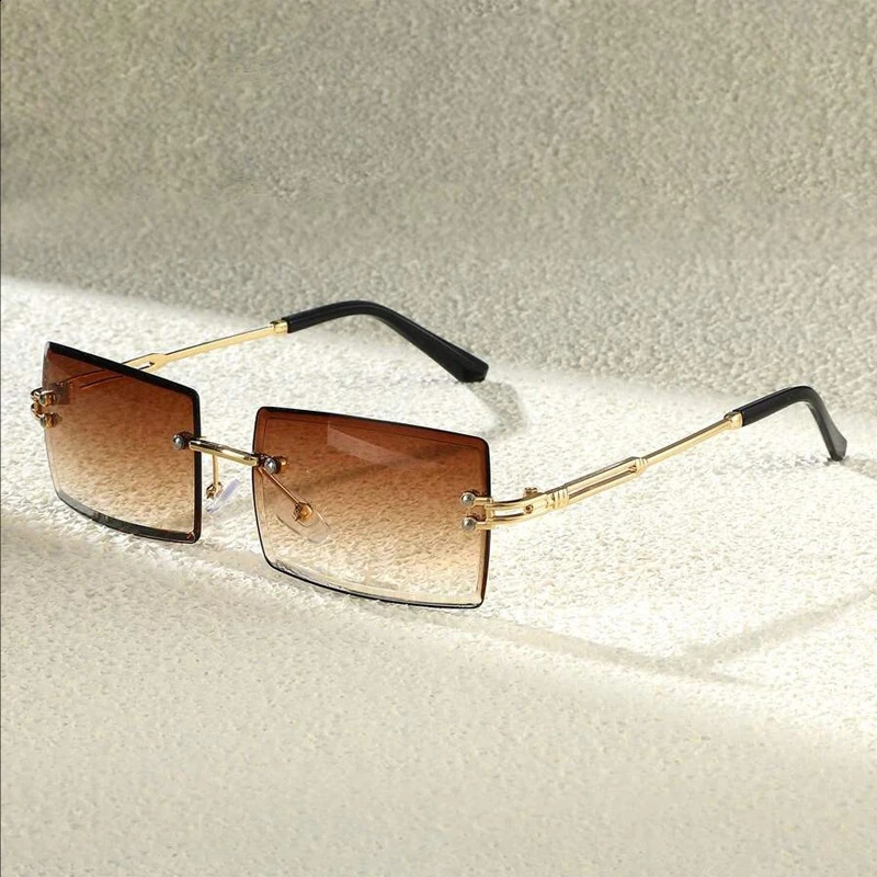 3pcs Mens Frameless Rectangle Sunglasses Classic Fashion Eyewear For Daily Life And Outdoor Travel Beach250909