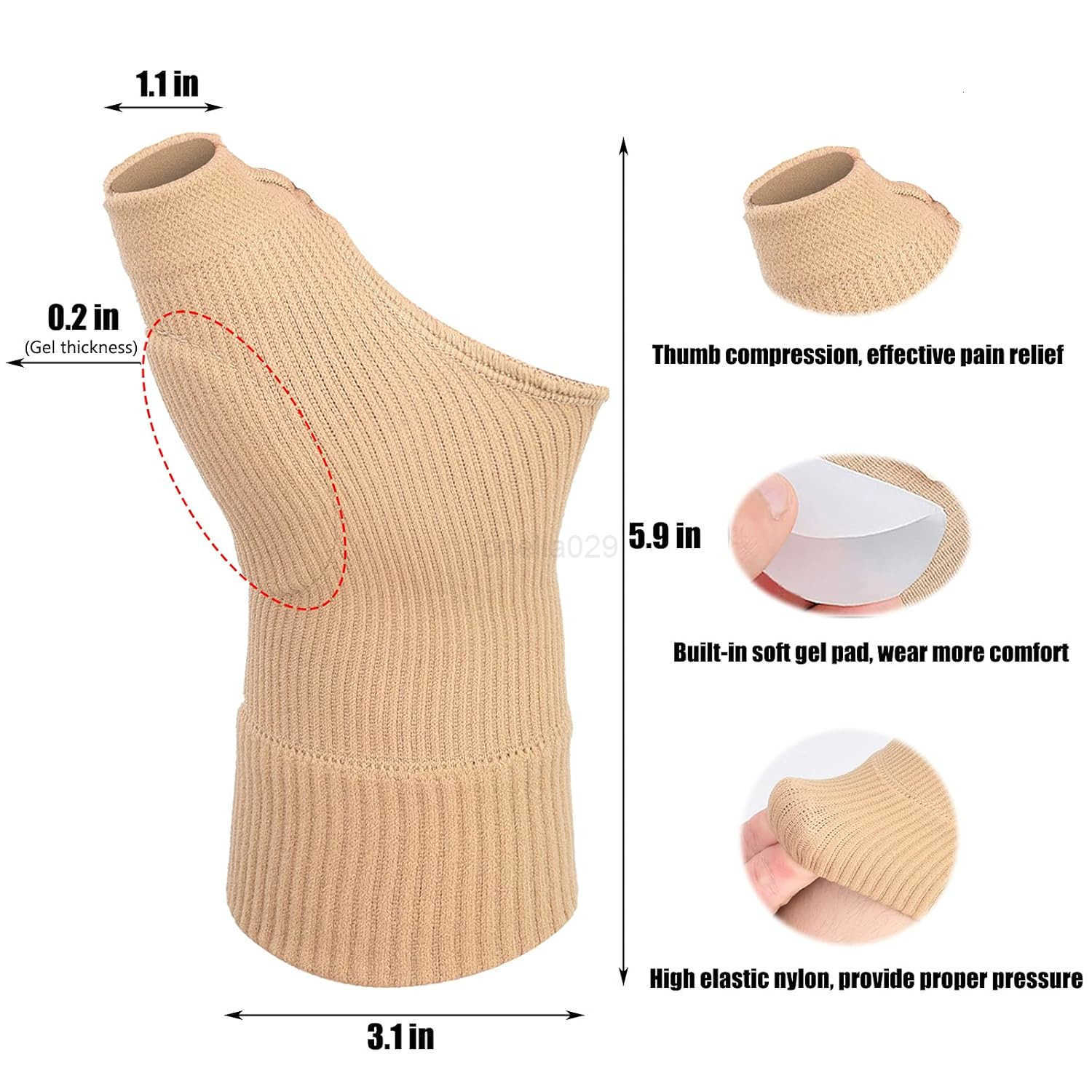 Wrist Support BracesBreathable Thumb Compression Sleeves with Soft Gel Pads for Arthritis Tendonitis Comfortable Finger Splint for Relieve Hand Thumb 