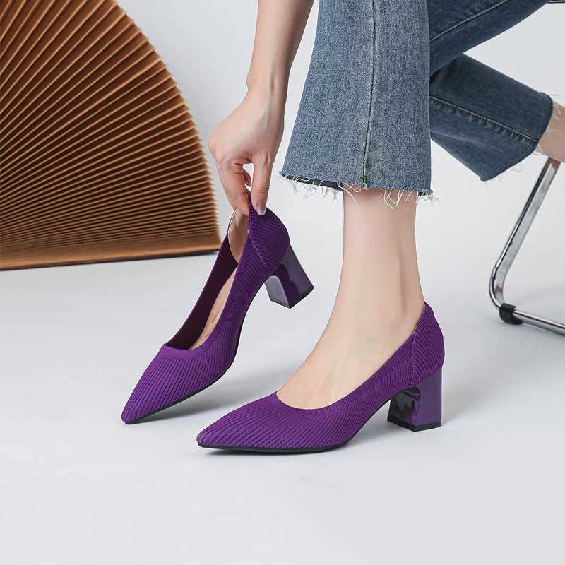 High Heel Womens 2025 Spring and Autumn New Soft Knitted Breathable and Comfortable Shoes W250910