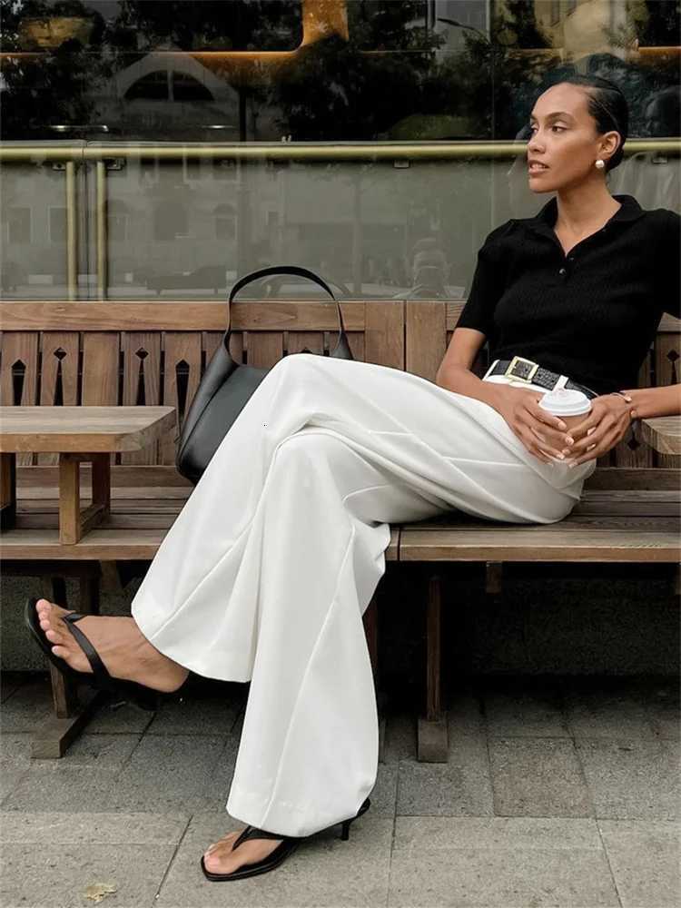 Botvotee Office Highwaisted Wideleg White Suit Pants Womens 2025 Fall Loose and Drape Casual Straight Mopping Black Trousers Z250910