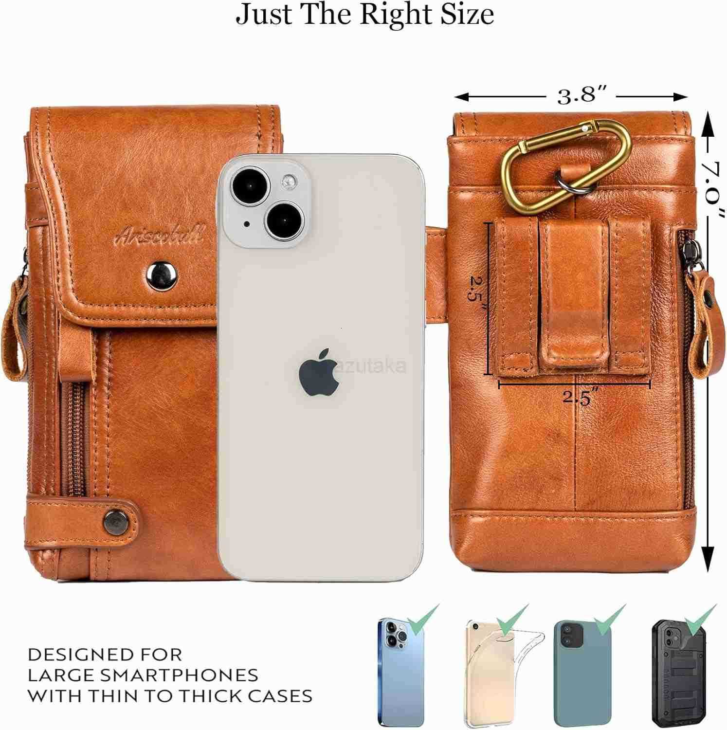 Leather Phone Holster Genuine FullGrain Buffalo Leather Cell Phone Holsters for iPhone 16 15 14 13pro S24 S23 S227H X 35 W Black Z250910