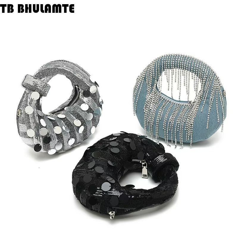 Free Shipping Designer Bag 2025 Circle Evening Bag Niche Design Full Diamond Dumpling Bag Luxury Bag Handbag Women Casual Versatile Handbag Rhinestone