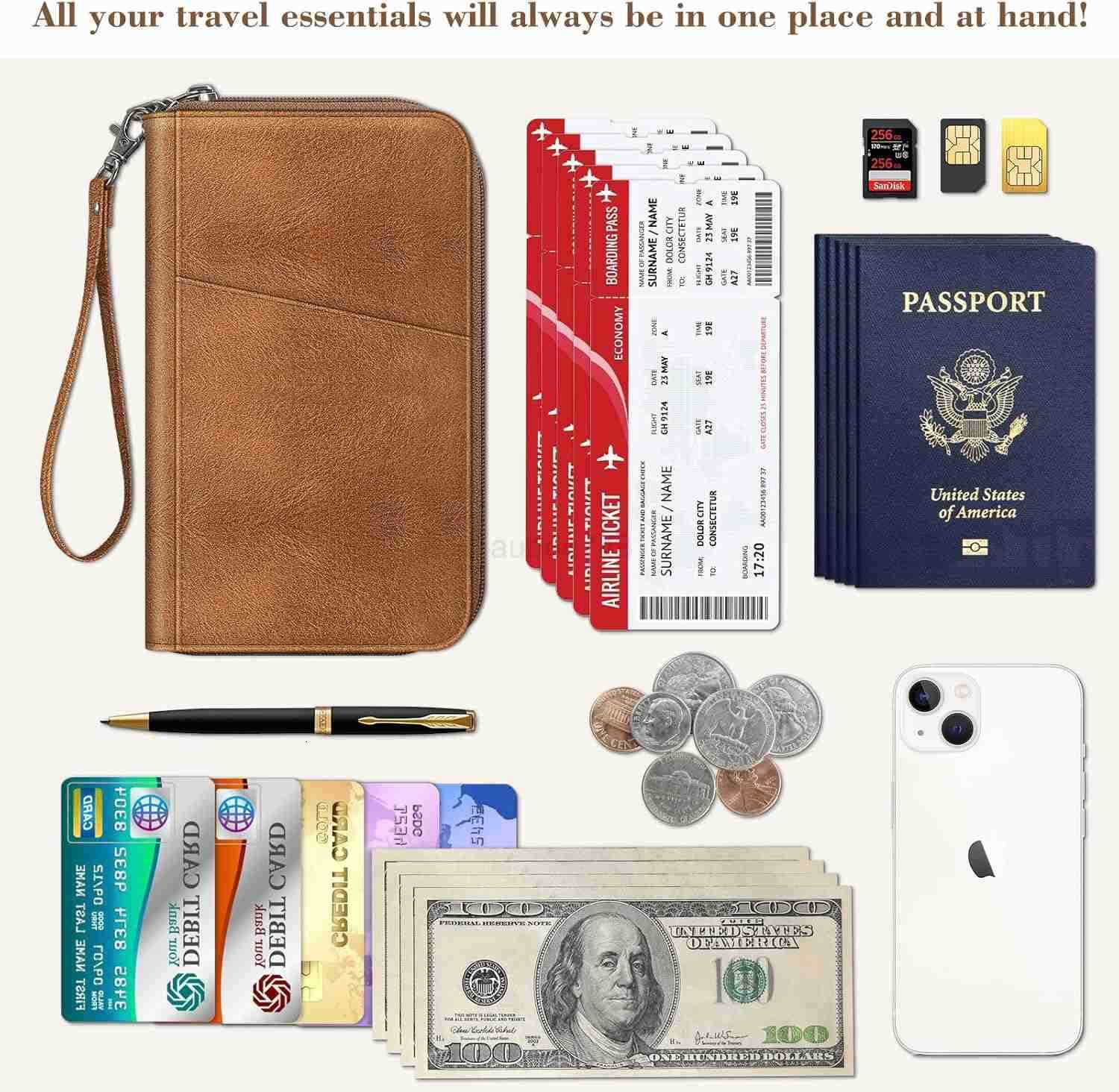 Family Passport Holder Wallet RFID Blocking Travel Document Organizer Clutch Bag CARDs Case Cover for Women MenZ250910