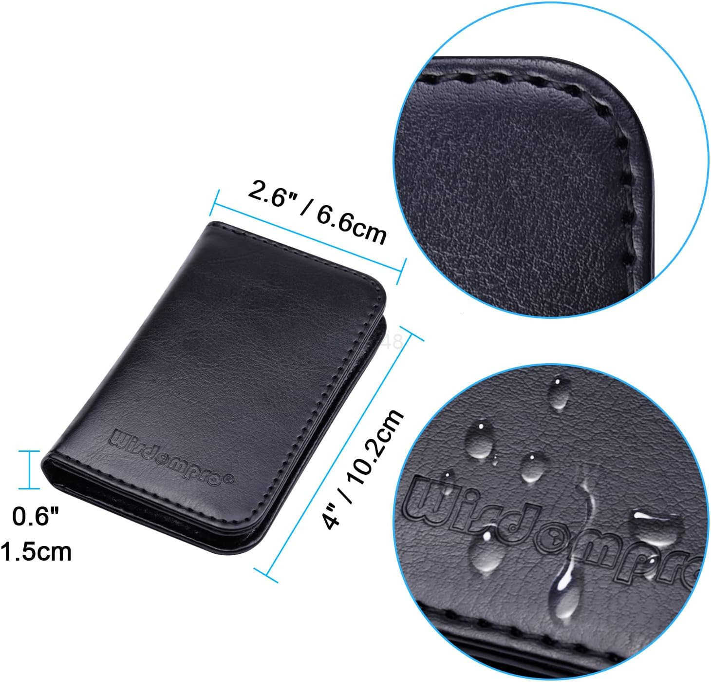 Business Card Holder 2Sided PU Leather Folio Name Card Holder Wallet Case with Magnetic Shut for Men and Women Ultra Slim and ThinZ250910