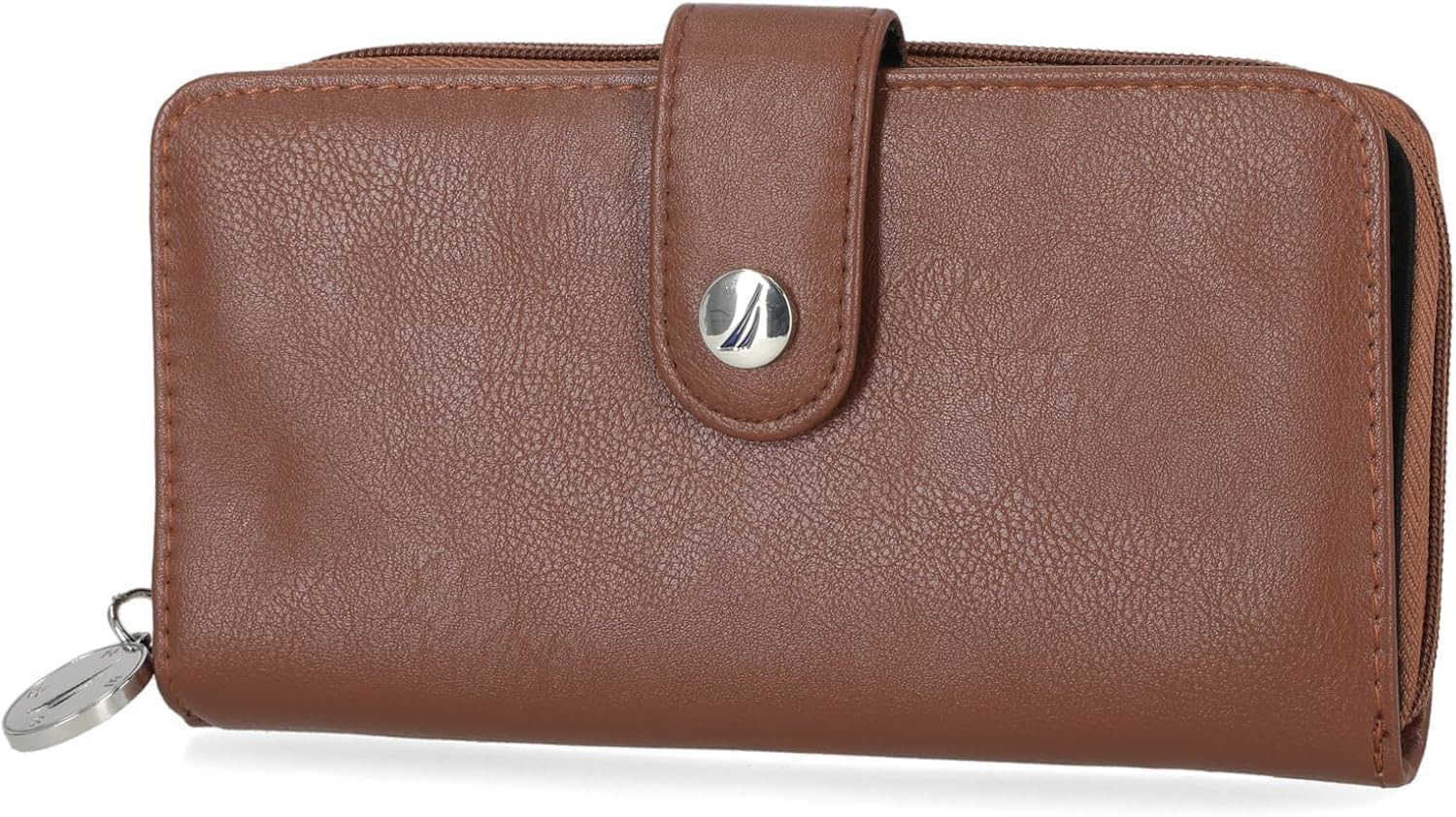 Zip Around Wallet for Women RFID Vegan Leather Clutch Bifold Organizer with Phone Holder Card Slots and Checkbook Pocket Fuego RedZ250910
