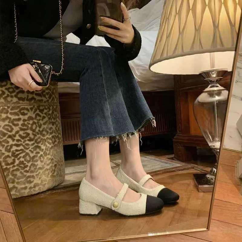 Womens Mary Jane High Heels 2024 New Fashion Elegant Square Heel Thick Heel Classic Versatile Women Single Shoes W250910