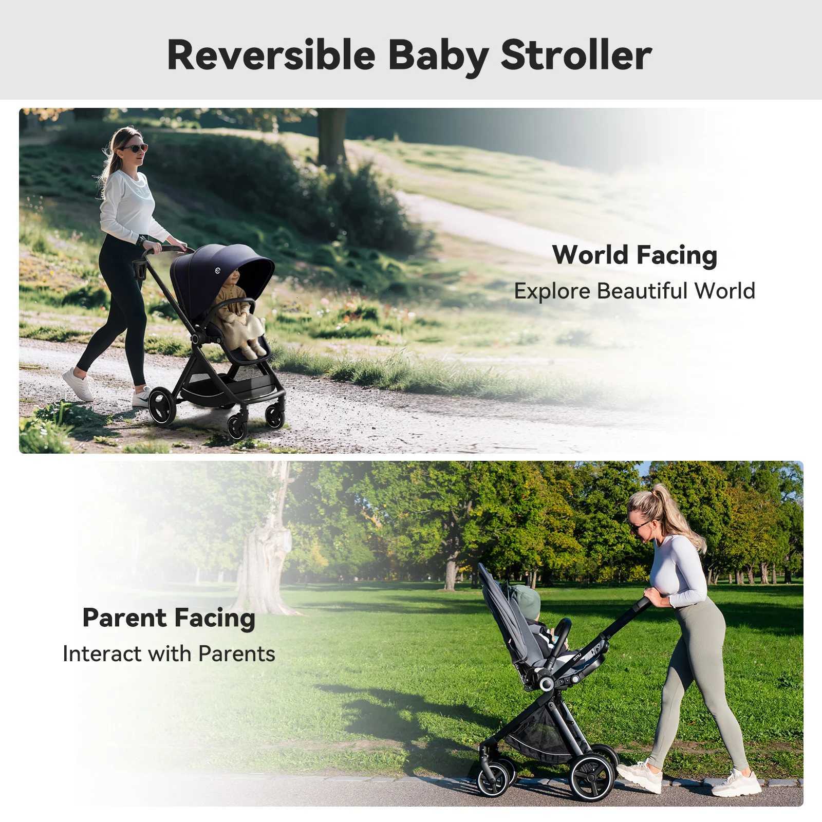 EMU Reversible Baby Stroller with Reversible Seat FullSize Infant Stroller with Full Recline Cockpit Compact Foldable Pram Carr W250910