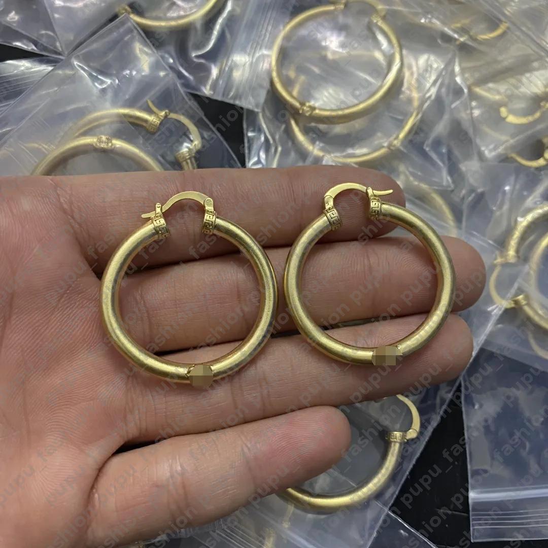 Designer Jewelry Double Circle Hoop Earrings For Woman Ear Clip Studs Greece Meander Portrait Sculpture Women Men Earring Ladies Designer Clover Earings Jewelry