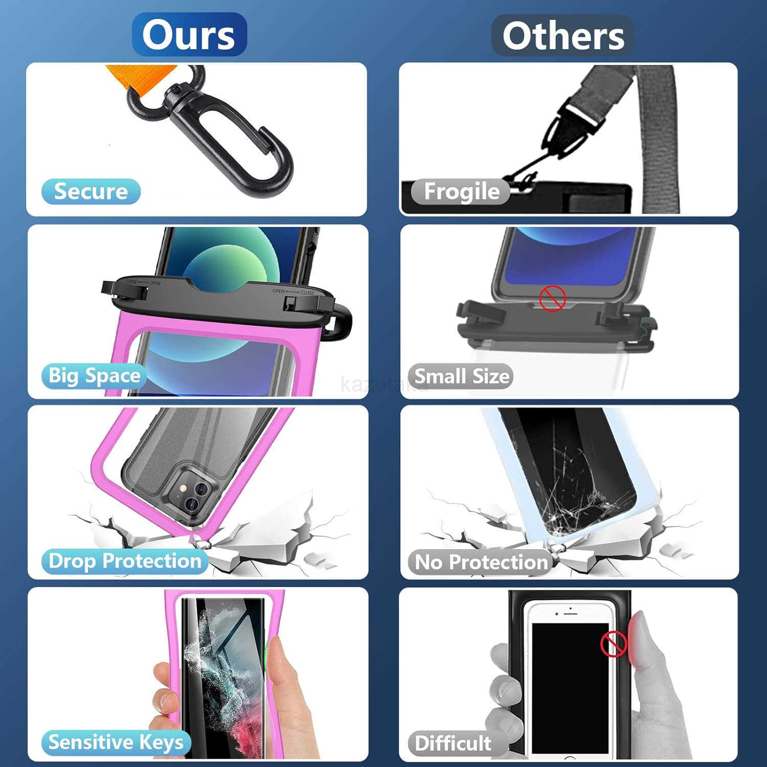 2 Pcs Waterproof Phone Pouch Up to 10 Large Universal IPX8 Waterproof Cell Phone Case Dry Bag with Lanyard for iPhone 16 Pro Max16E151413 S25 UltraS24