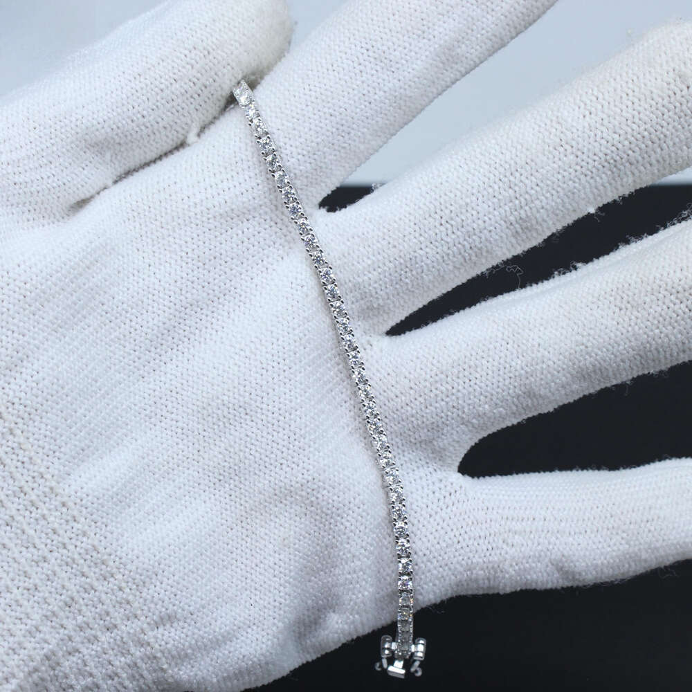 Sier D VVS Iced Out Dia Bracelet Gold Plated 3 -6.5mm Moissanite Tennis Chain