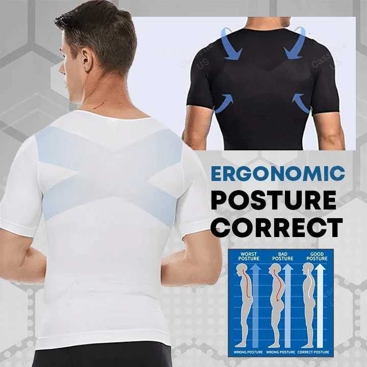 Mens Shaper Cooling TShirt Compression Shapewear Body Shaper Chest Binder Shirt Slimming Waist Tummy Trimmer Shapers Body Top W250910