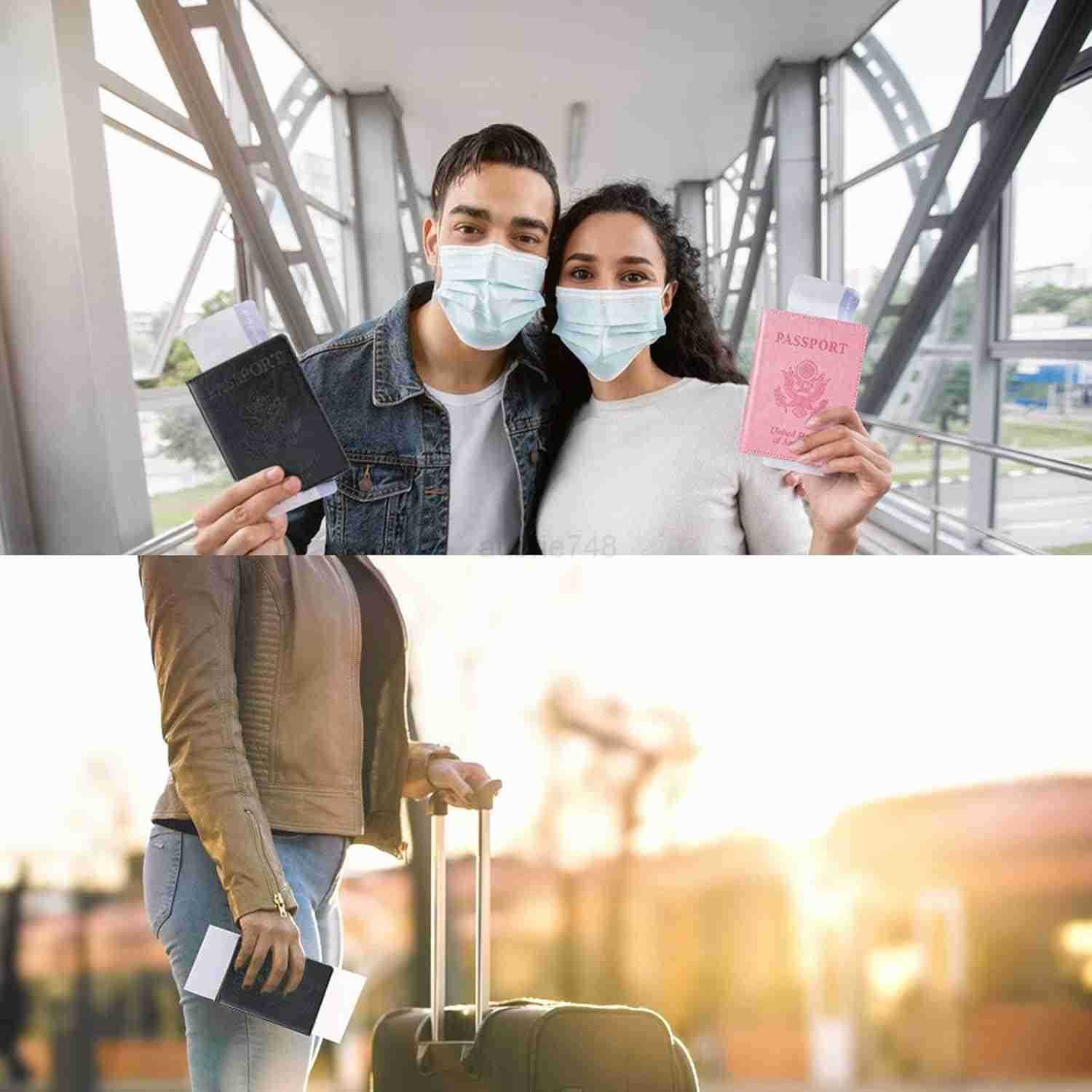 2 Pcs Passport holdersUltra Slim passport walletPU Leather Passport Cover for Women and MenZ250910