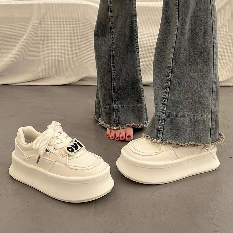 Platform Thick-Soled White Sneakers for Designer Shoe Women Niche Board Shoes 2025 New Spring Style Height-Increasing Casual Sports Shoes