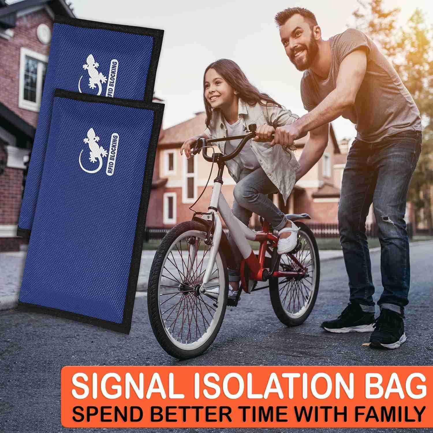Travel Tech Blue Nylon Faraday Bag Signal Blocker for Cell Phone Car Key FOB Data Privacy BLUE NYLON Z250910