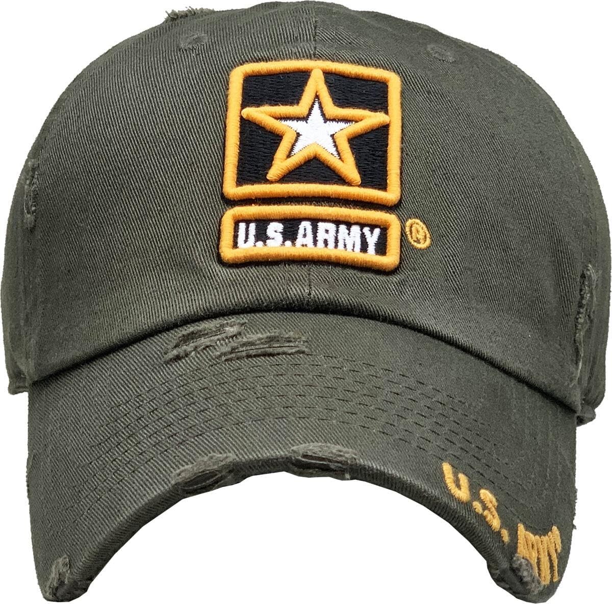 US Army Official Licensed Premium Quality Only Vintage Distressed Hat Veteran Military Star Baseball Cap