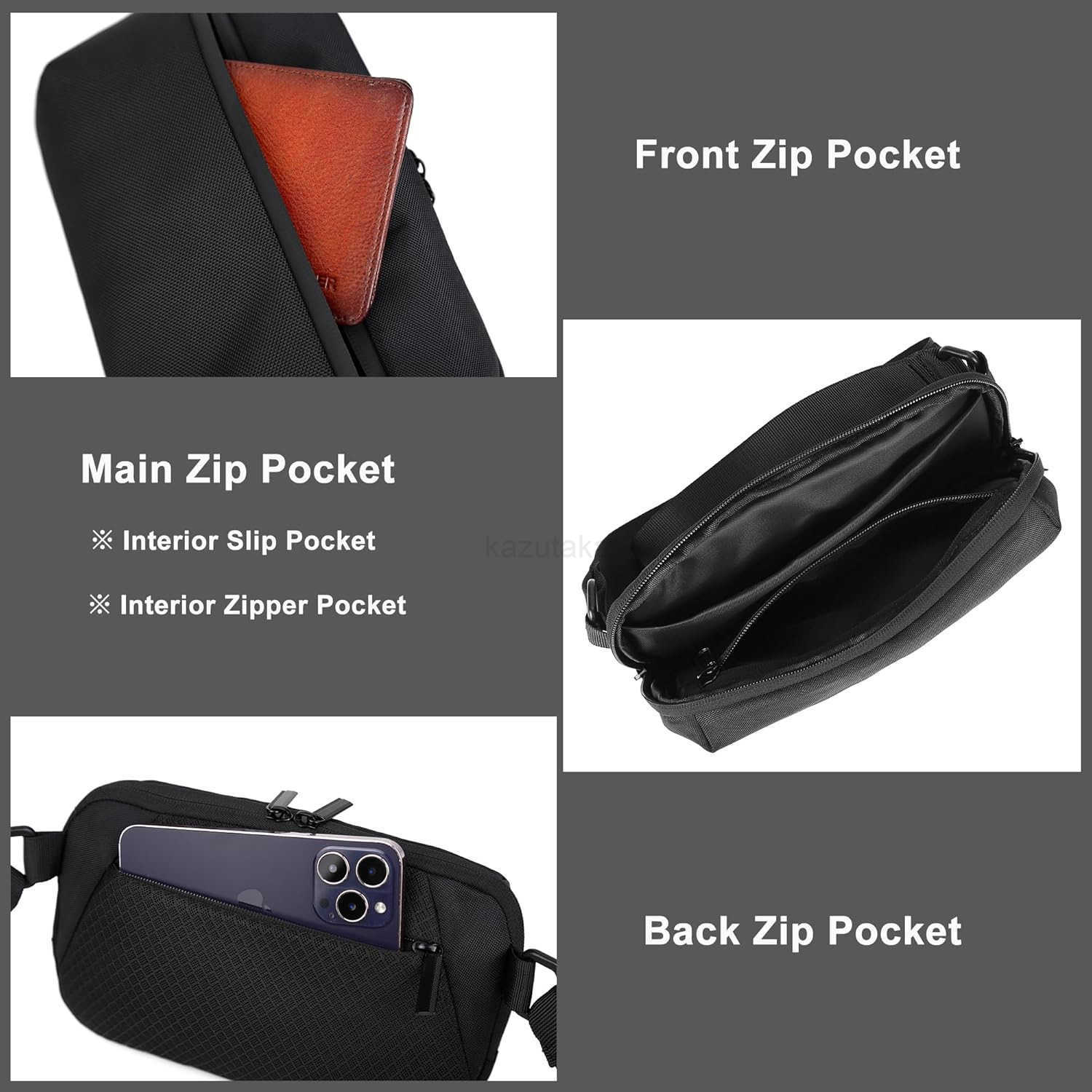 Crossbody bag Small Sling Bag Fanny Packs for Men WomenCross Body Fashion Waist PacksPhone Chest Shoulder Pack Black Belt Bag with Adjustable Strap Bl