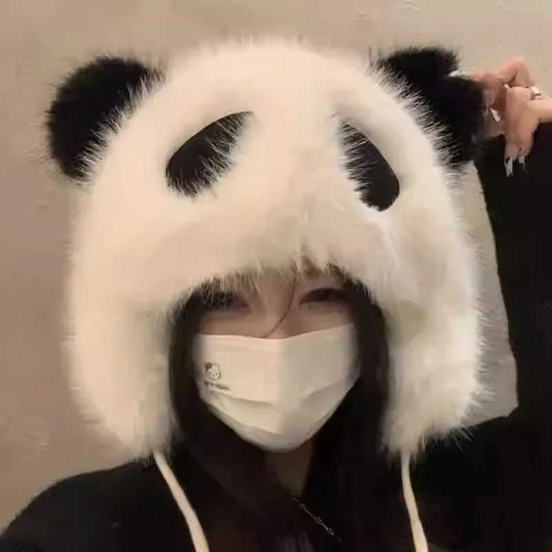 Winter Panda Plush Hat Outdoor Cycling Ear Protection Hats Thickened Warm Hat Casual Fleece Girls Hat Womens Warmth Cs GiftsXJ250910