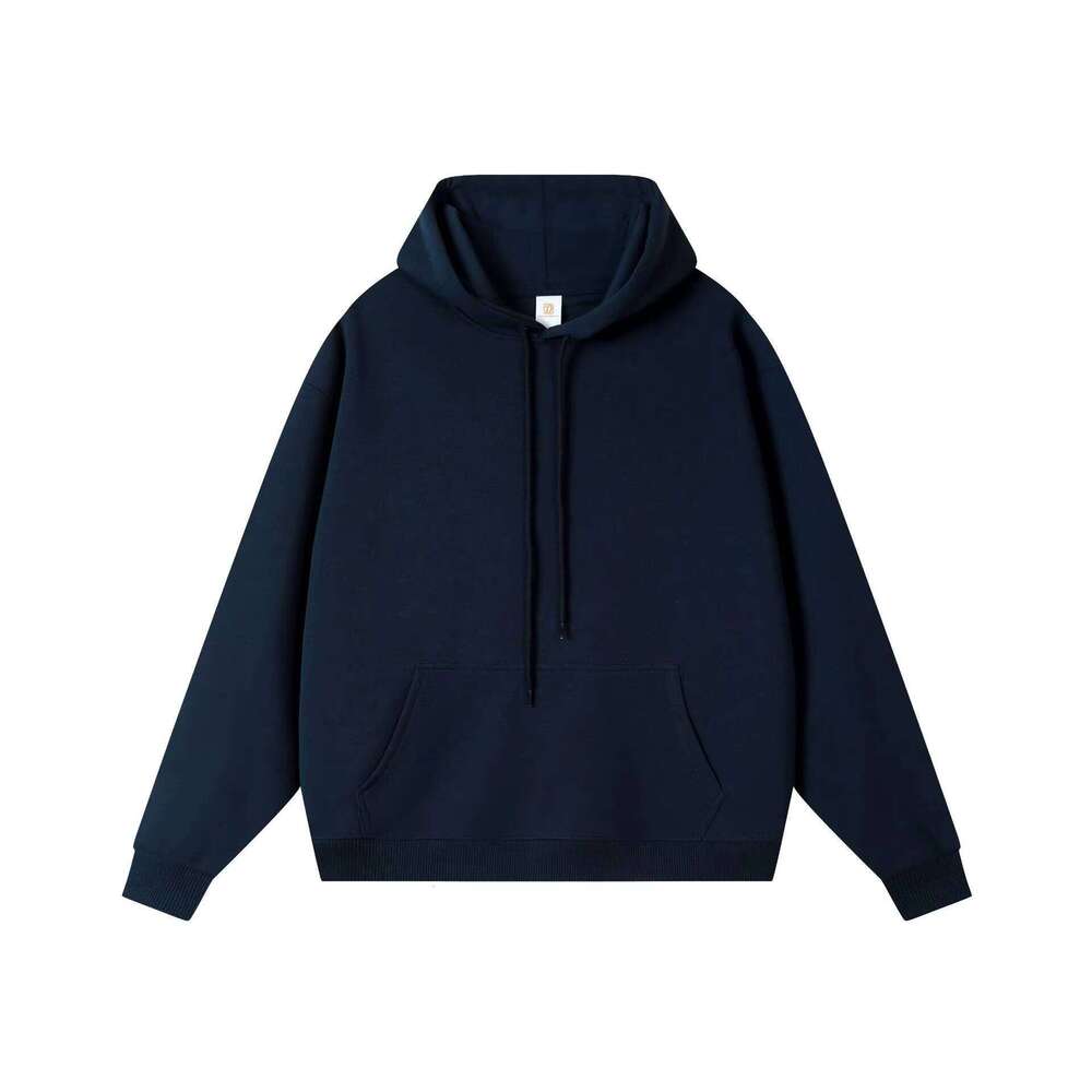 Men's 350g Pullover Casual Loose Blank Solid Color Drop Shoulder Unisex Hoodie