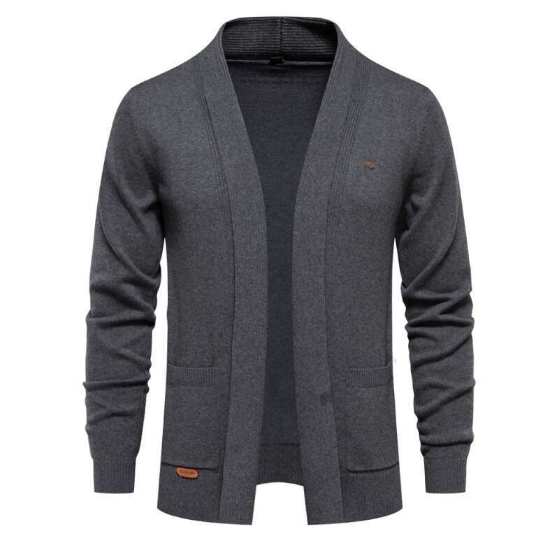 Men's casual autumn cardigan high-quality business knit sweater, solid color men's top