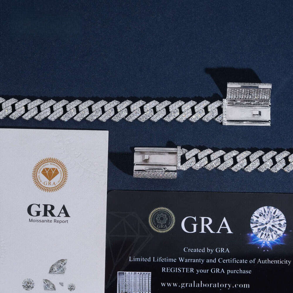 USA Local Stock Iced Out Dia Fast Ship Custom Hip Hop Jewelry Sier VVS Moissanite Shining Cuban Link Bracelet