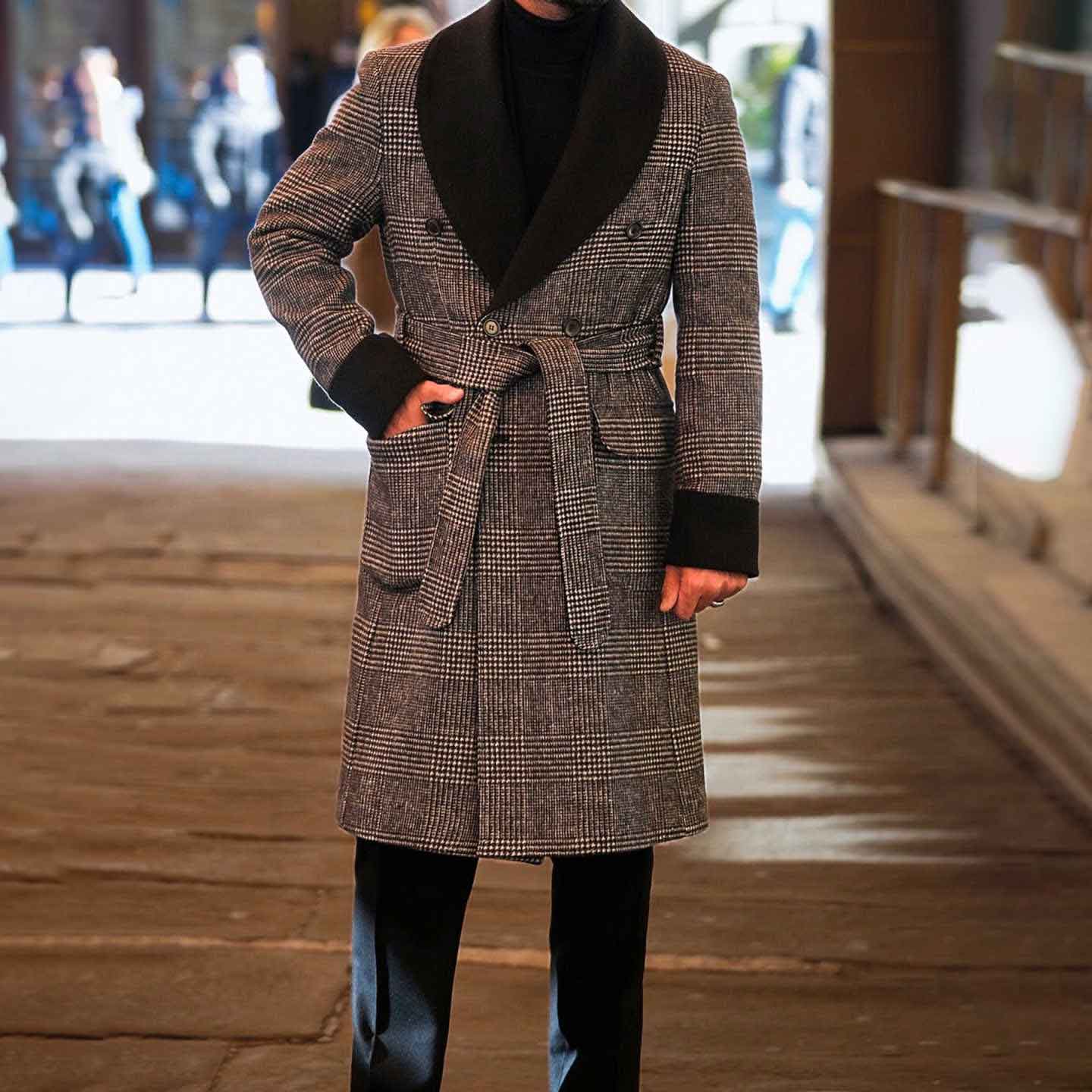 Winter Striped Overcoat Men Suit Slim Fit Coat Tailor-Made Party Beads Suits Groom Groomsman Formal Occasions Size Customized Hot Sale C1740