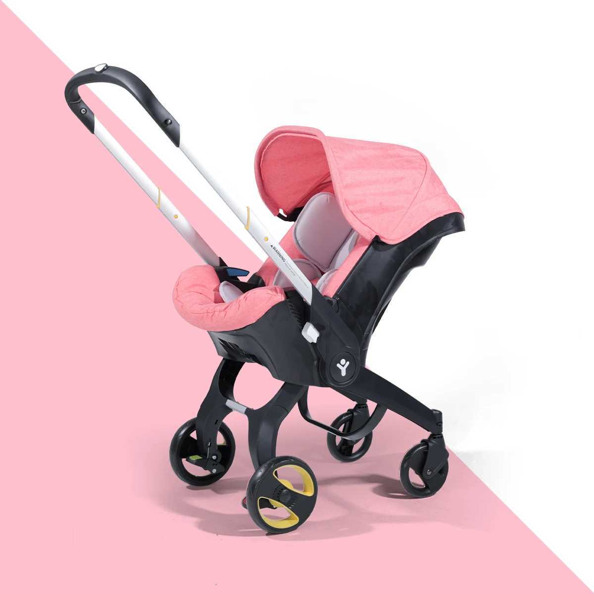Portable baby stroller bidirectional push foldable metal frame adjustable sunshade roof W250910