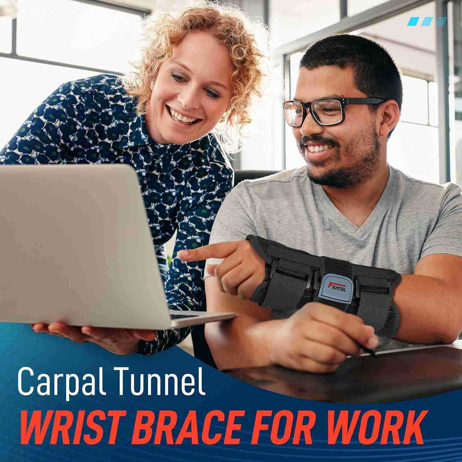 Wrist Brace Carpal Tunnel Night Support Brace with Wrist Splint Adjustable Straps HotIce Pack for Women and Men Left Hand SmallMedium Tendinitis Arthr