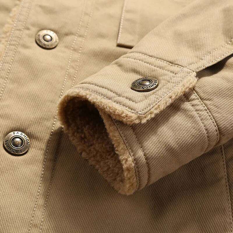 Winter Lamb Jacket Men's Classic Vintage Thick Fleece-lined Warm Wool Collar Parka Fashion Brand Windproof Motorcycle coat