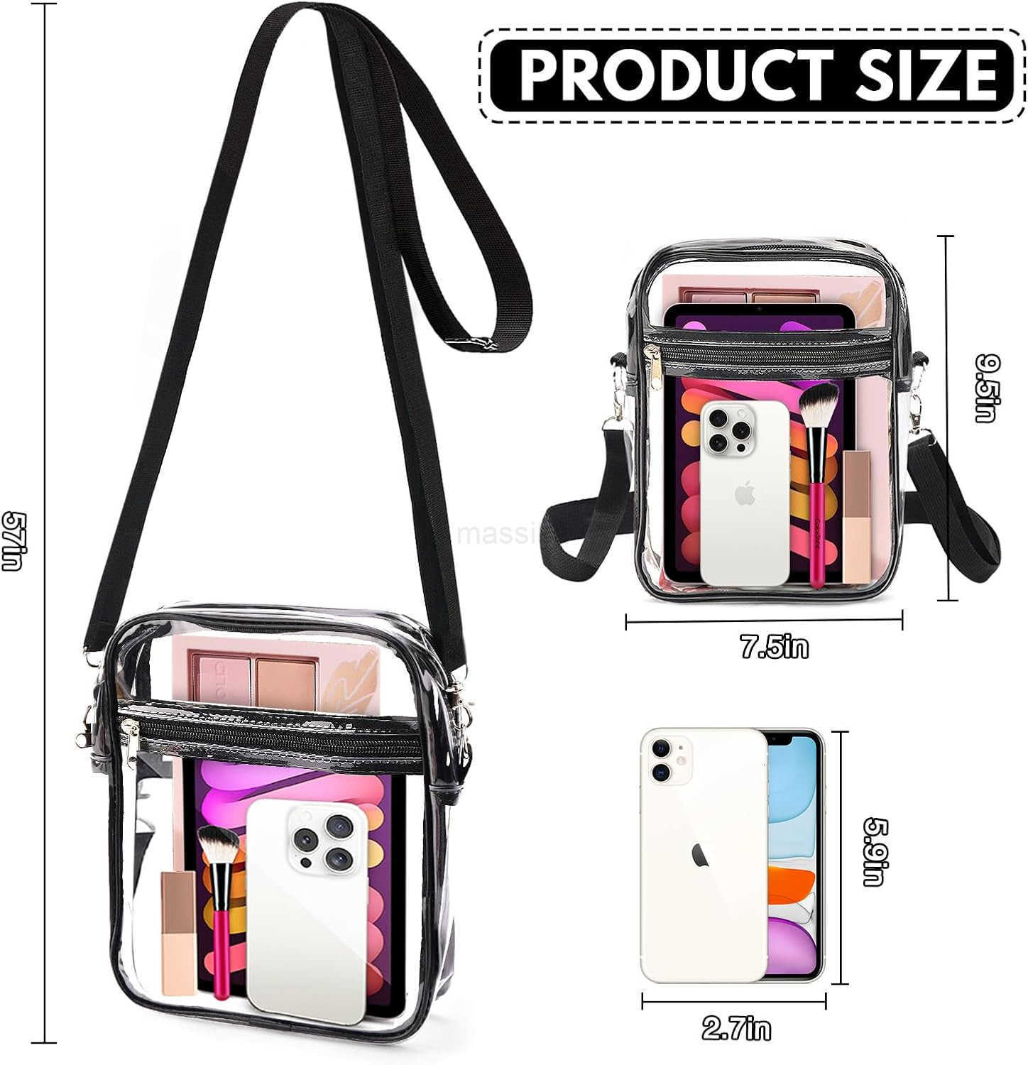 Clear Bag for Stadium Events Clear Purse Stadium Approved See Through Crossbody Bag with Shoulder Strap for Concert Sport M250910