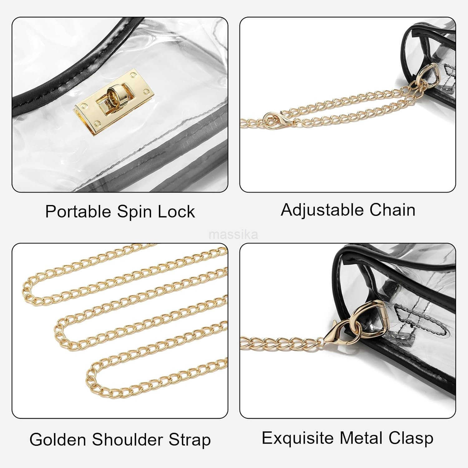 Clear Bag Stadium Event Concert Approved Transparent Clear Crossbody Purse Shoulder Bag for Women M250910