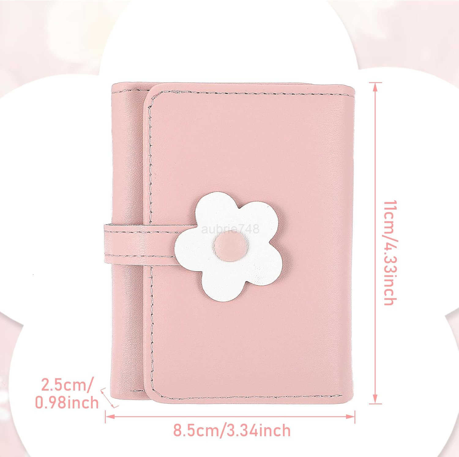 Cute Small Wallet for Teen Girl Trifold Wallets for Women flowers PU Leather Small Wallet Mini Leather Cash Pocket Card Holder Purse with Buckle Clear